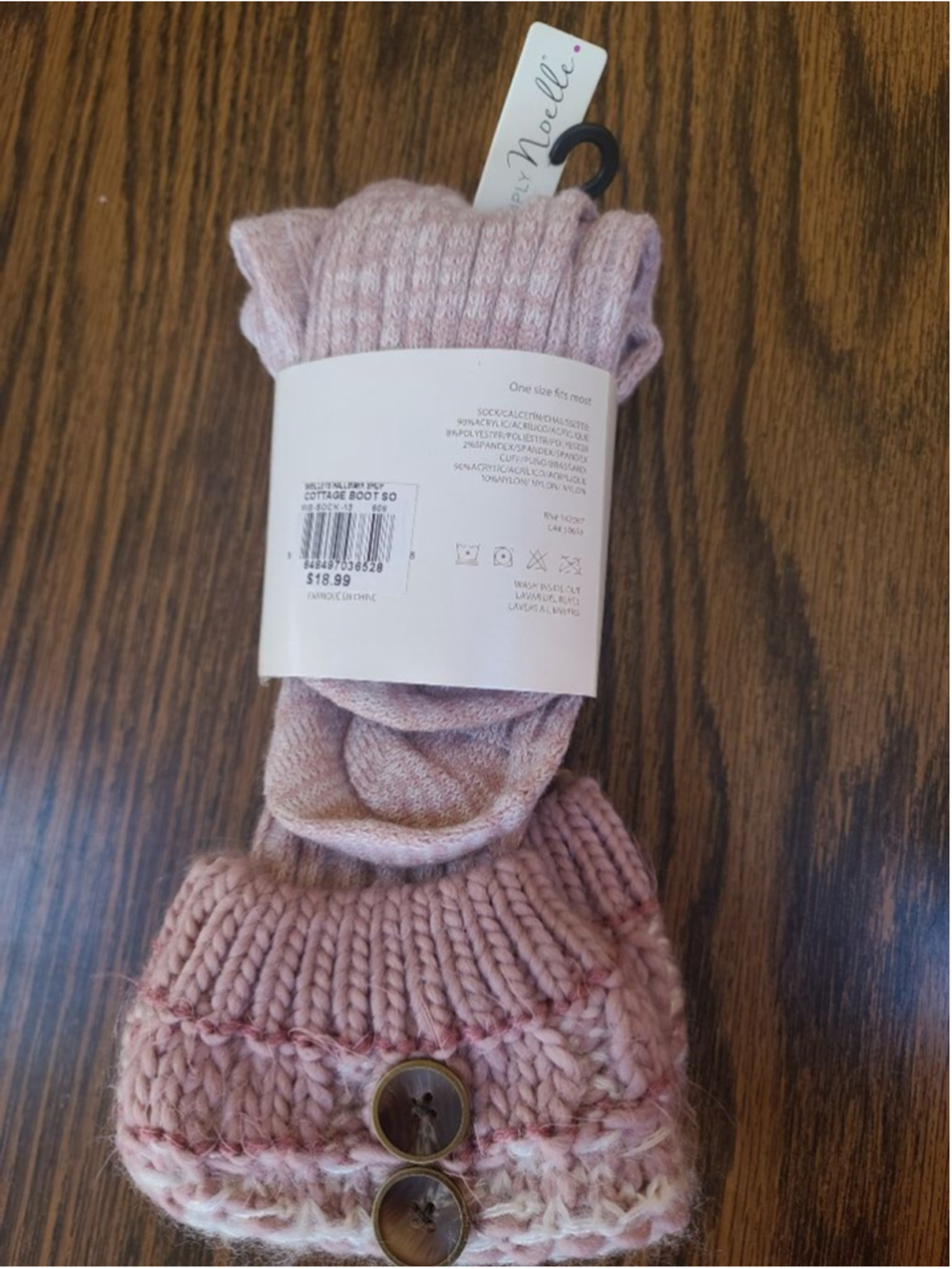 NWT Simply Noelle Cottage Collection Tall Boot Socks Pink Marl Buttons - Picture 2 of 5